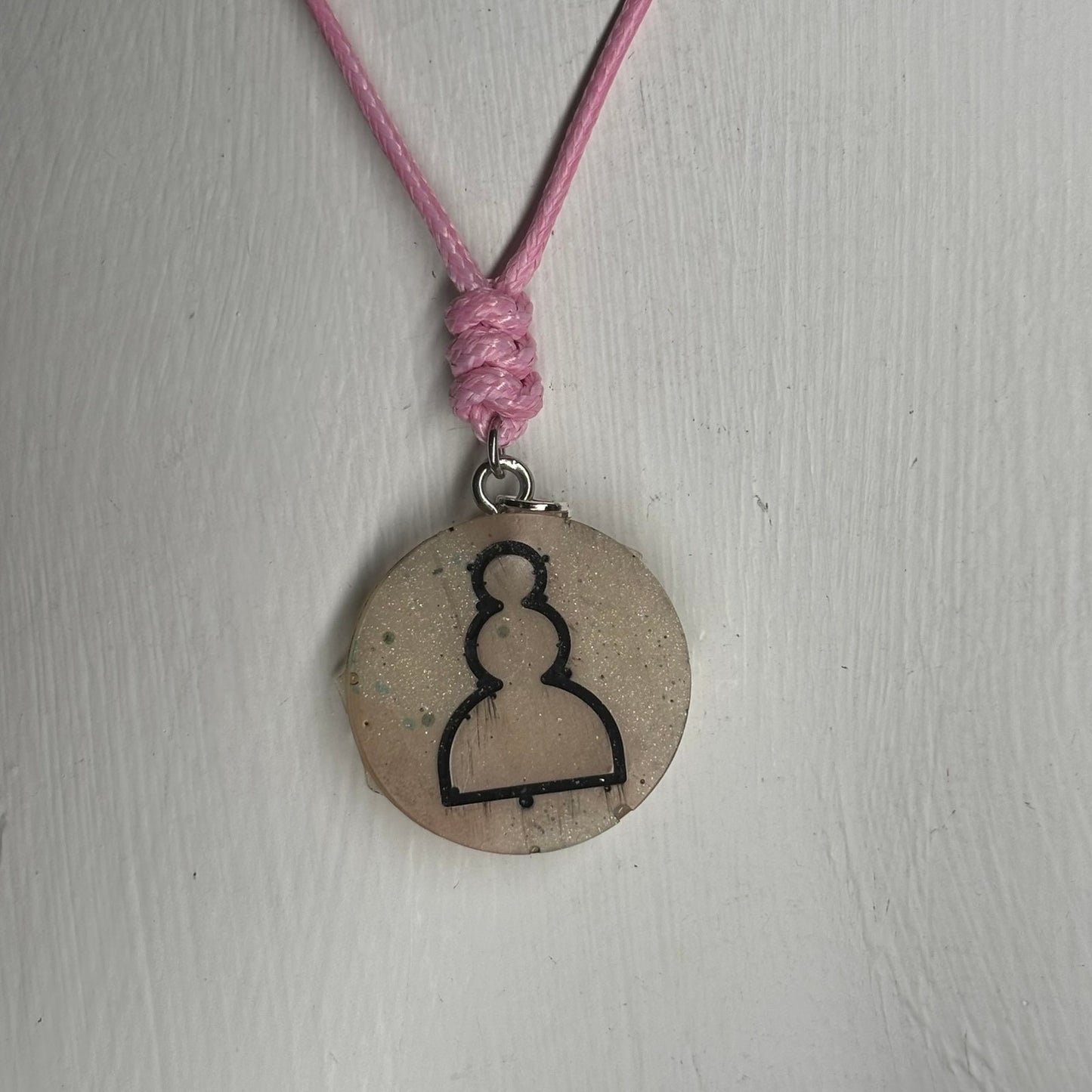 Cream Pink Pawn - Handmade Resin Chess Necklace