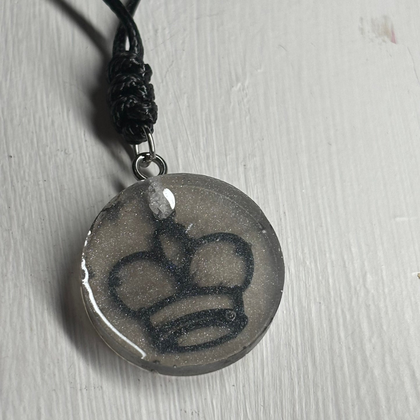 Silver King - Handmade Resin Chess Necklace