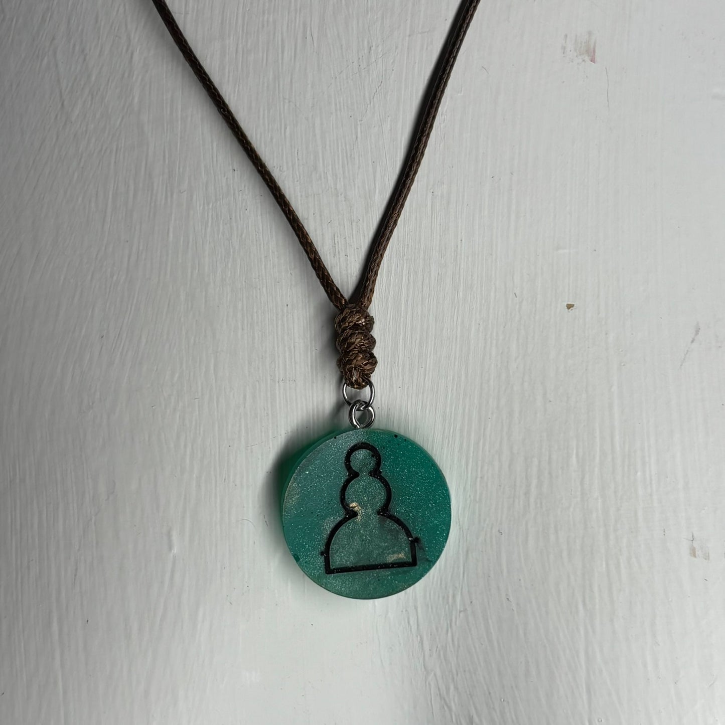 Aqua Green Pawn - Handmade Resin Chess Necklace