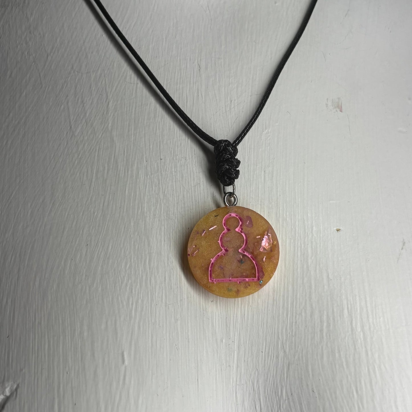Yellow Crystal Pawn - Handmade Resin Chess Necklace