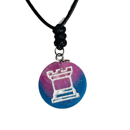 🎁 Blue & Pink Mixed Rook - Handmade Resin Chess Necklace (100% off)