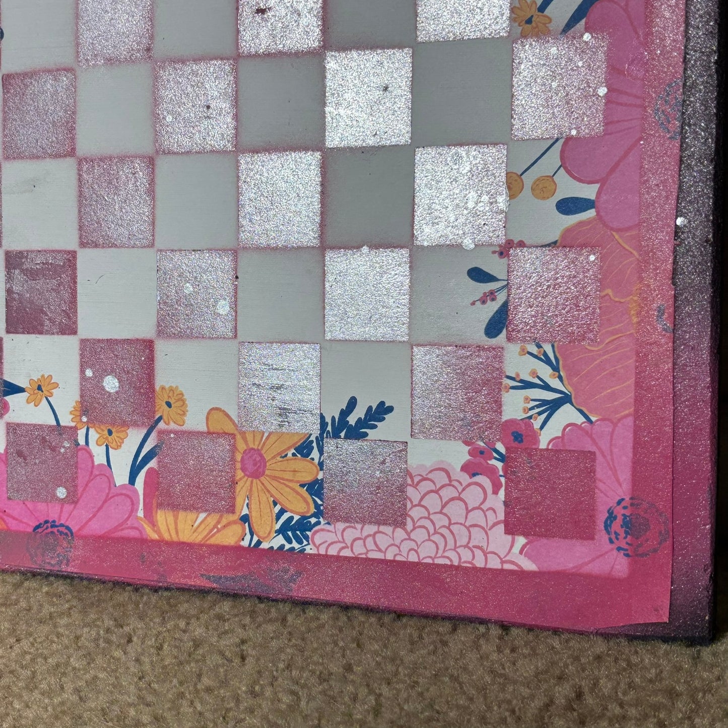 Silver Pink - Scrapbook Chess Board
