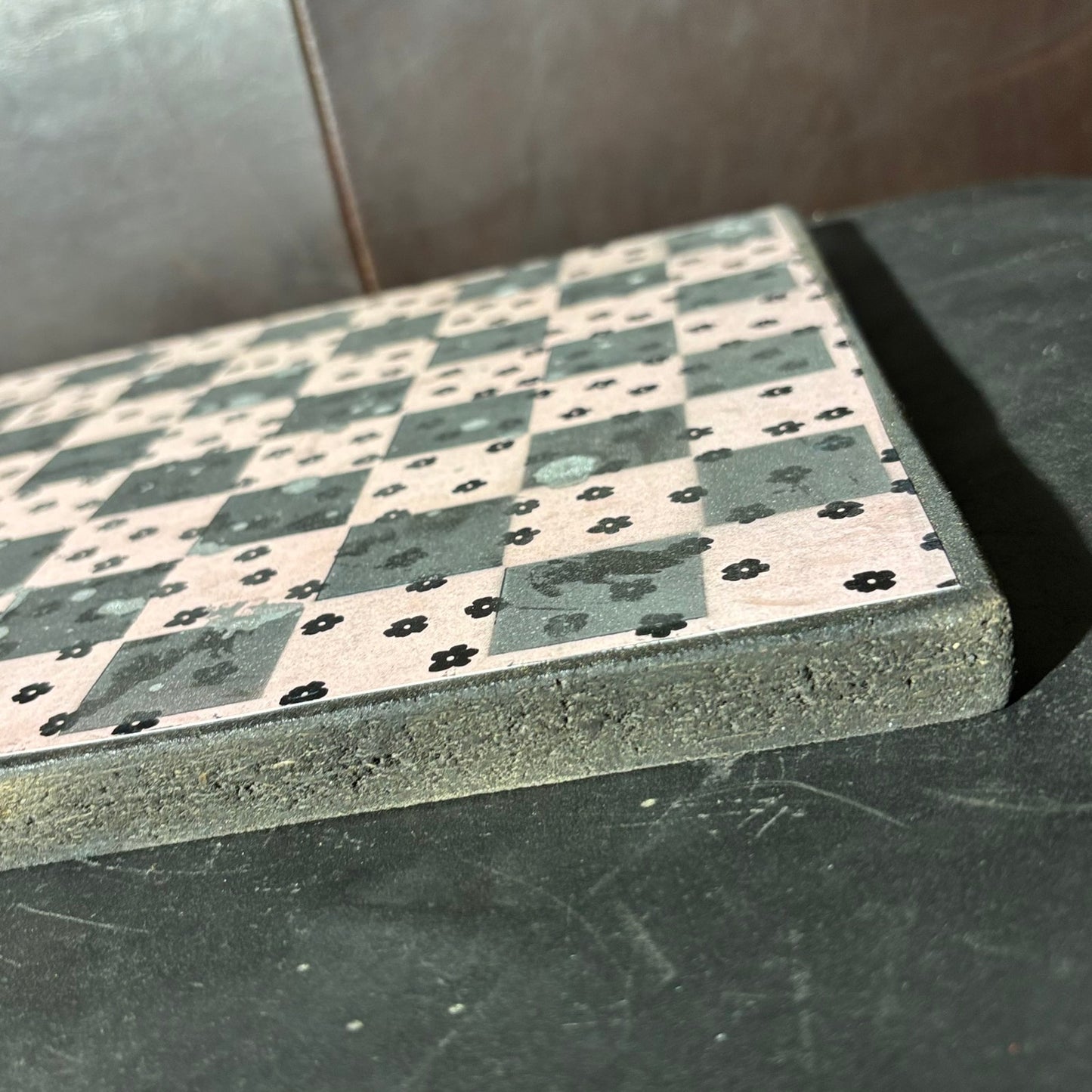 Black Flowers - Scrapbook Chess Board