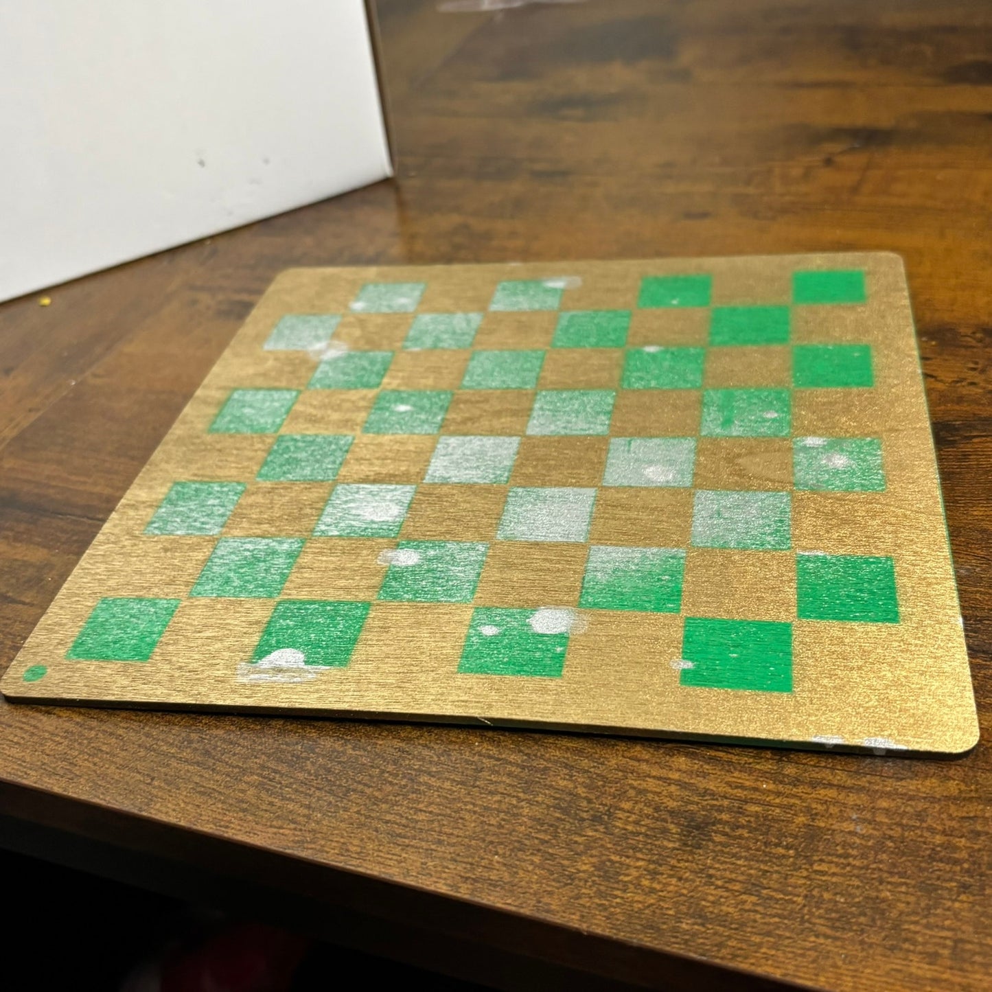 Golden Green Forest - Painted Thin Wooden Chess Board