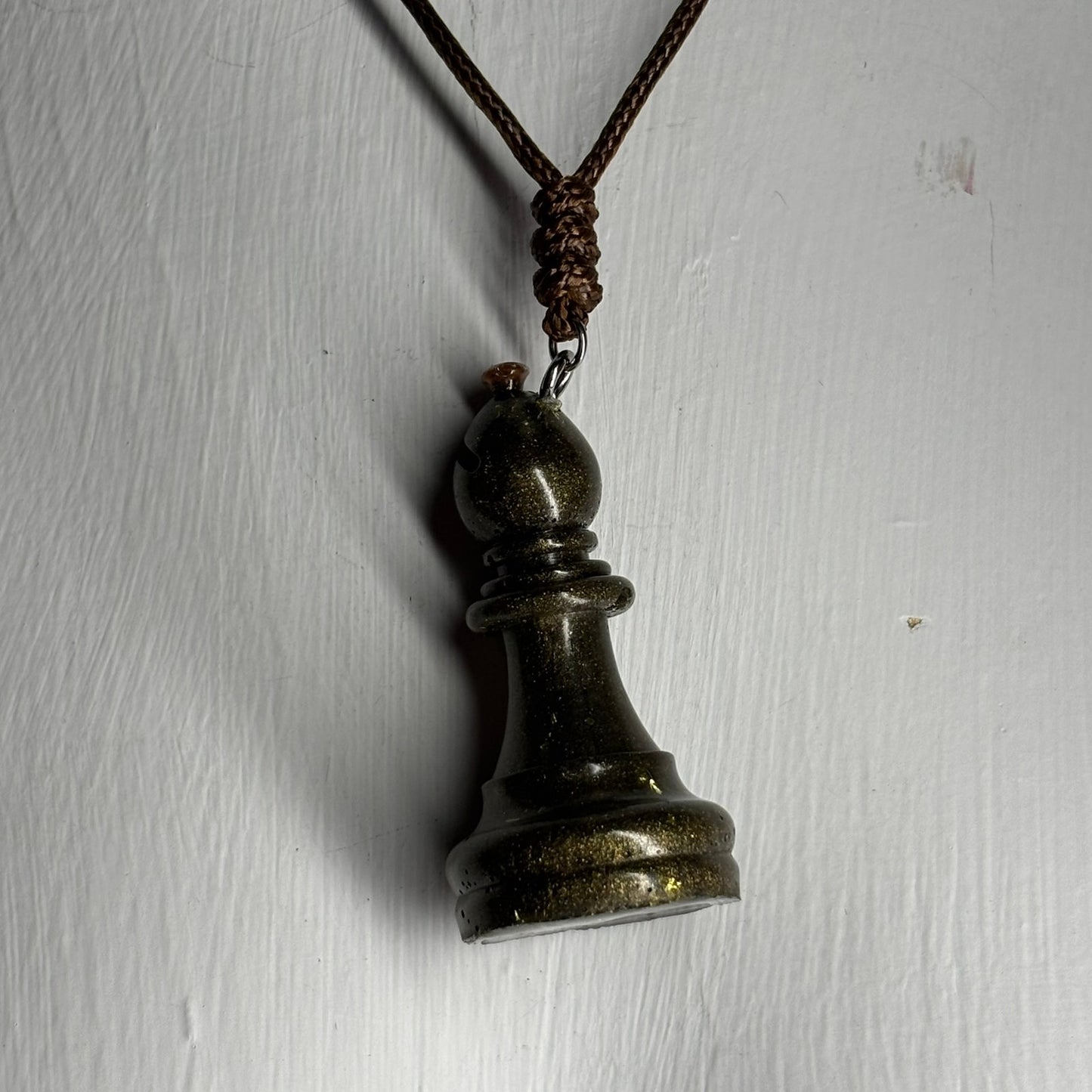 Dark Green Bishop - Handmade Resin Chess Necklace
