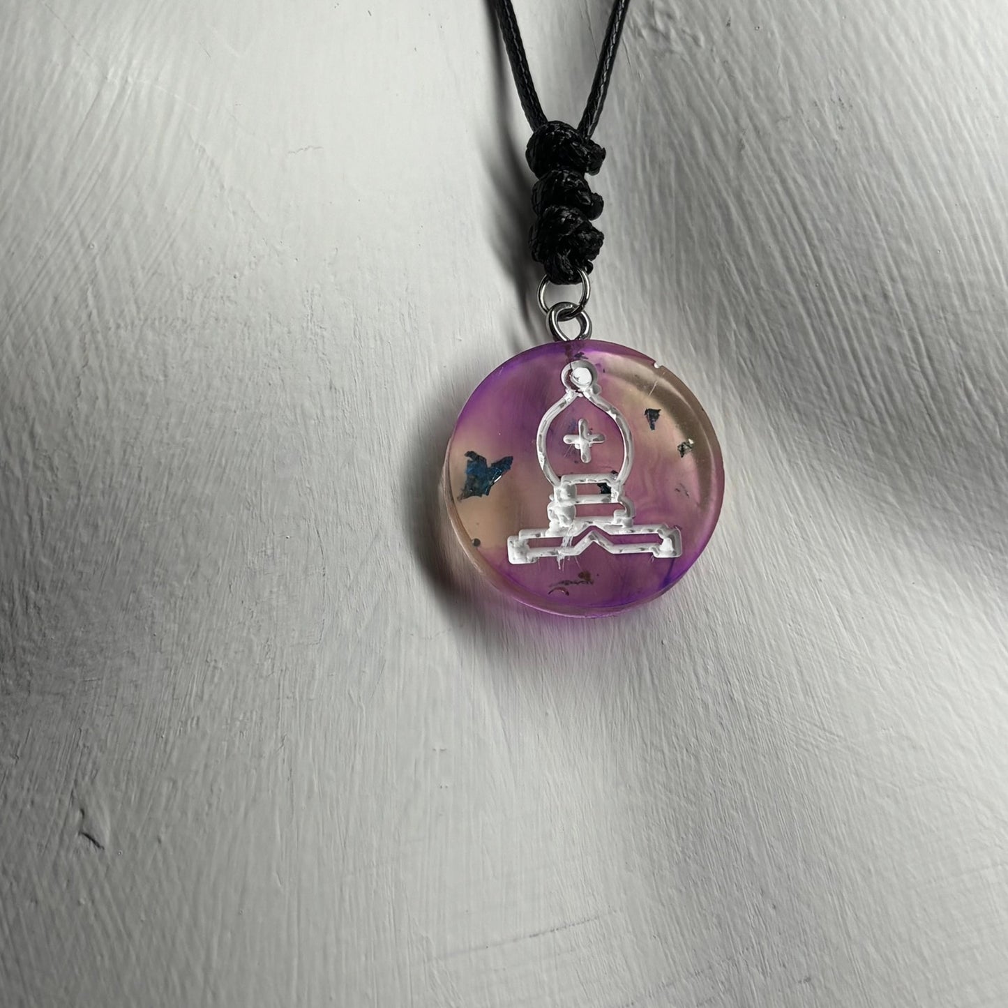 Cosmic Purple Bishop - Handmade Resin Chess Necklace