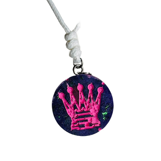 Sparkle Purple Queen - Handmade Resin Chess Necklace