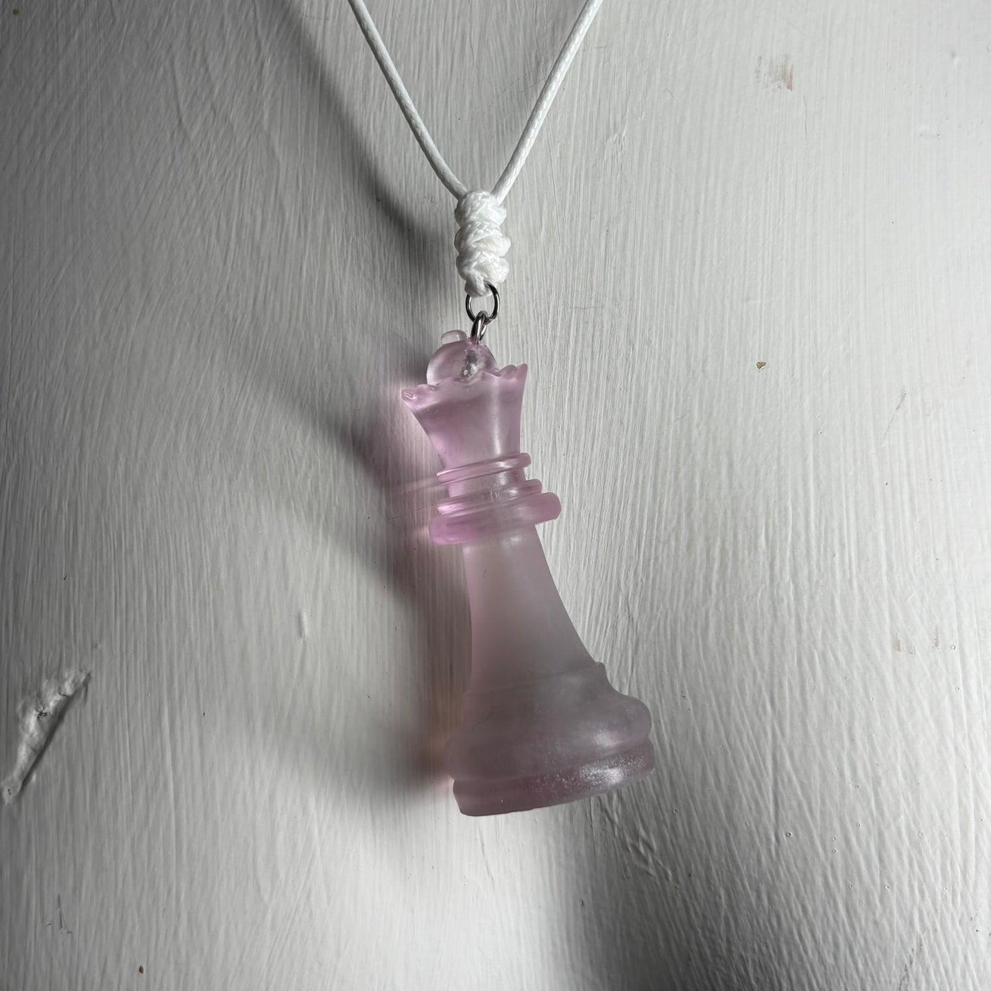 Simple Pink Queen - Handmade Resin Chess Necklace