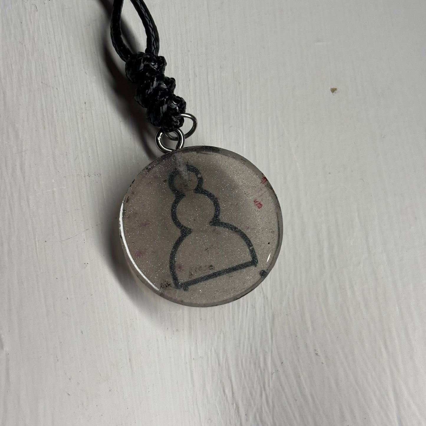 Ice Gray Pawn - Handmade Resin Chess Necklace - Flat Edition