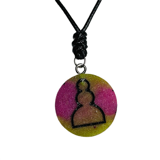 Pink Green Mesh - Handmade Resin Chess Necklace