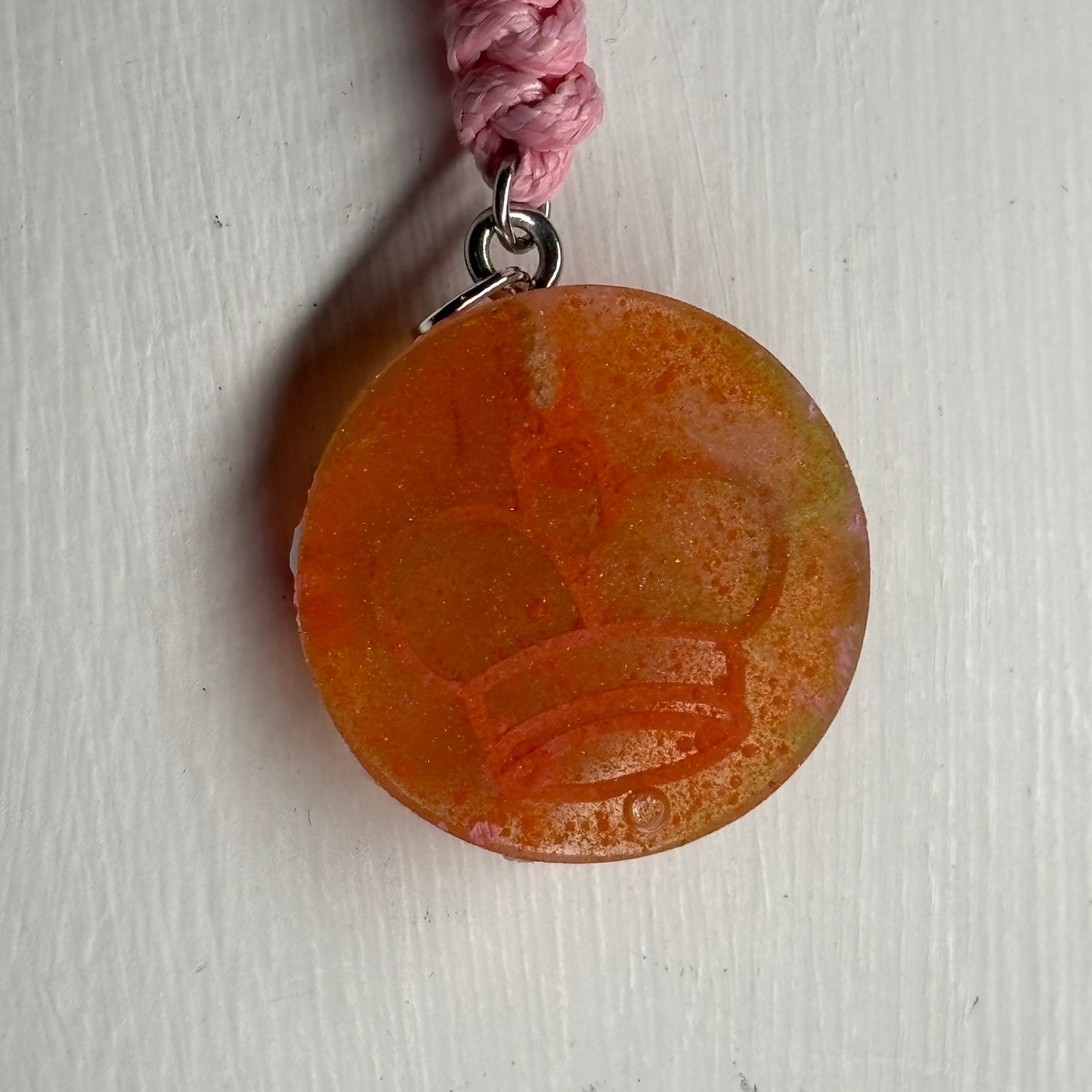 Orange/Pink King - Handmade Resin Chess Necklace