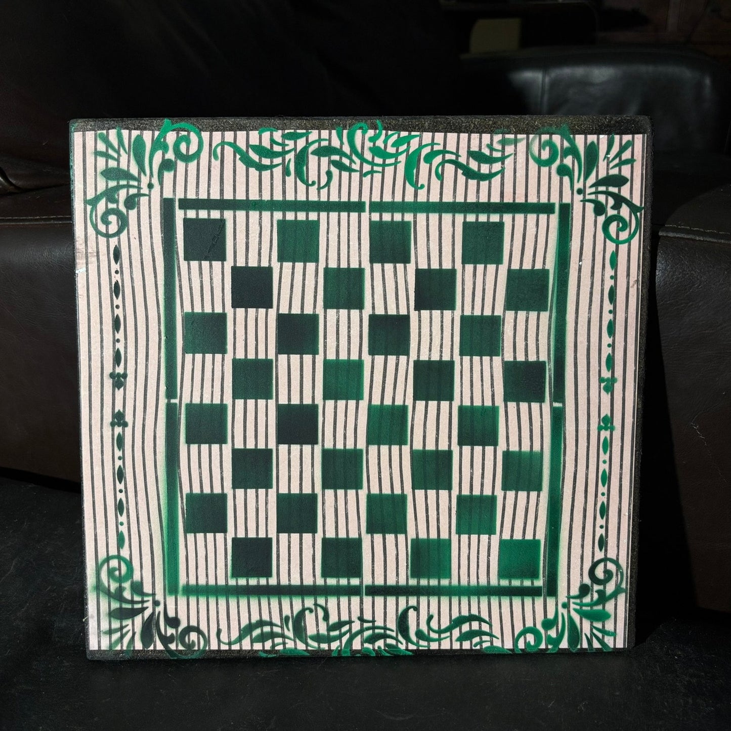 Lined Green - Scrapbook Chess Board