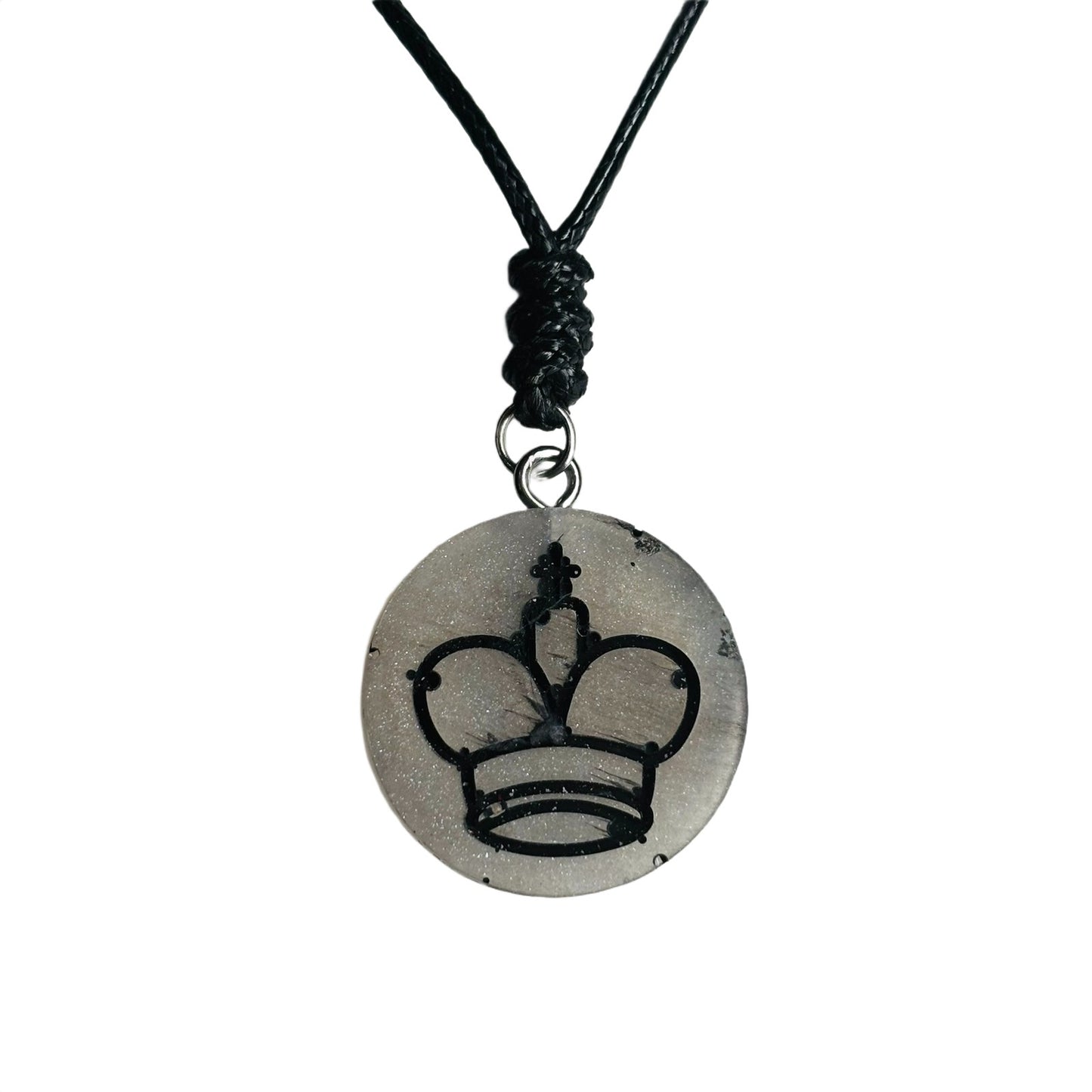 Silver King - Handmade Resin Chess Necklace