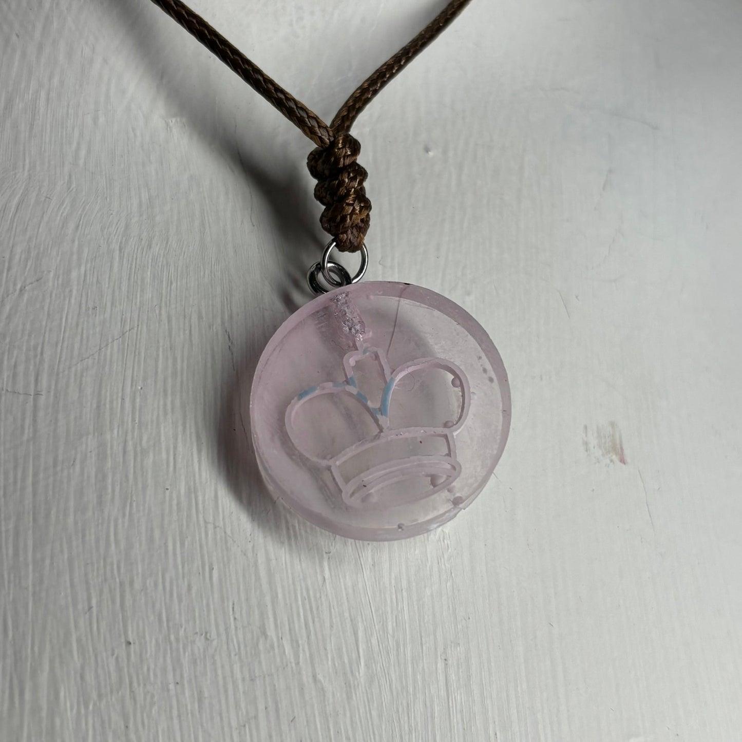 Precious Pink King - Handmade Resin Chess Necklace