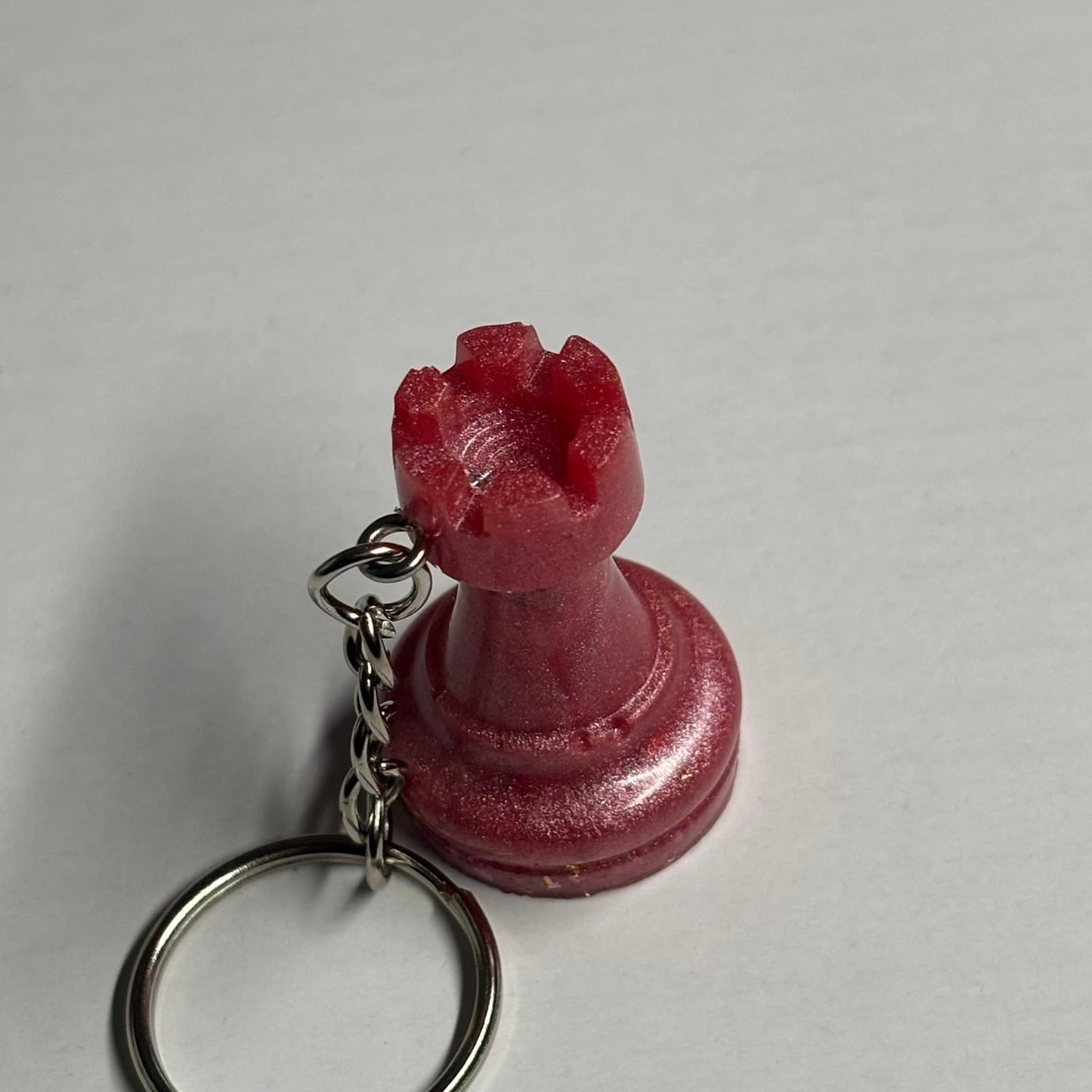 Red Sparkle Rook - Handmade Resin Keychain