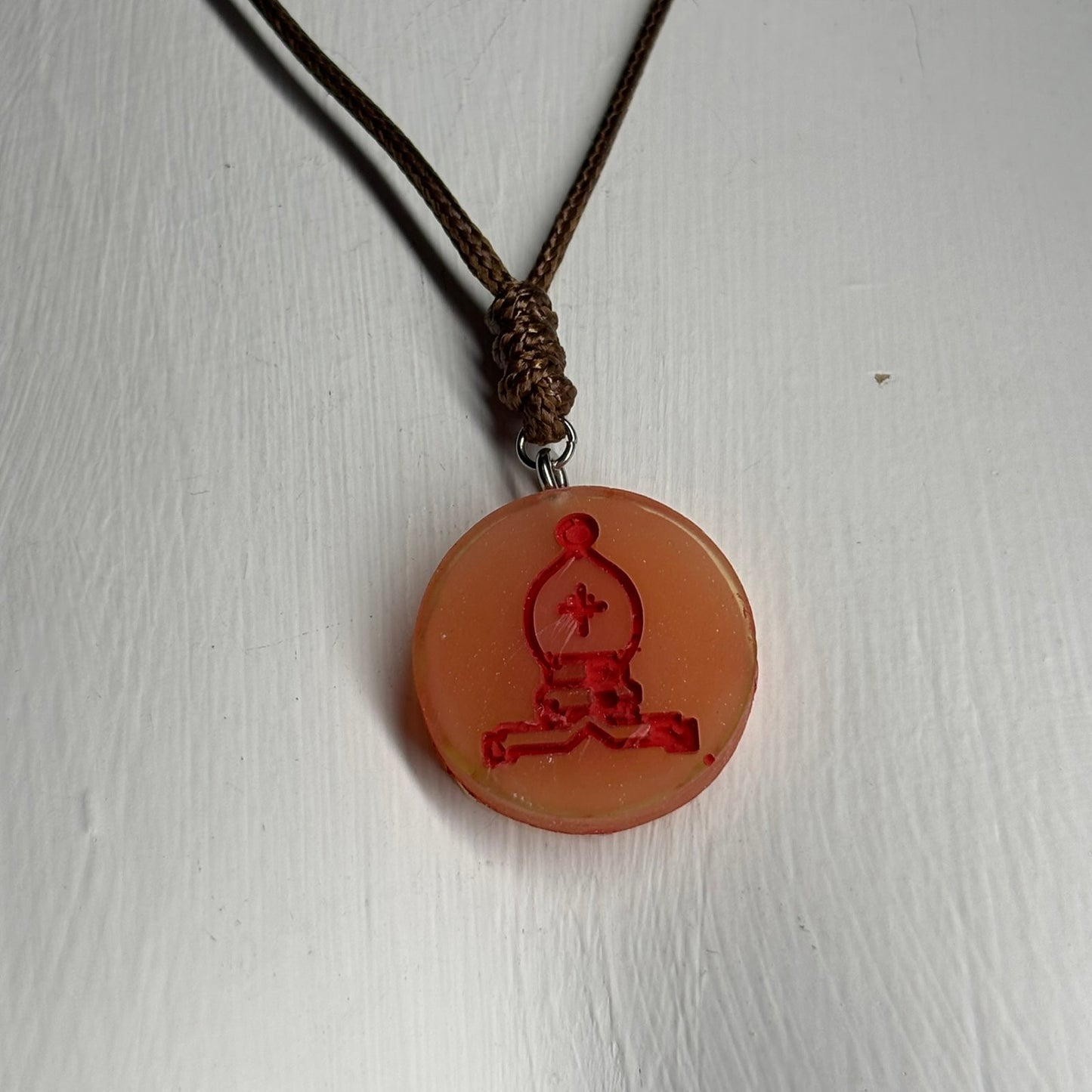 Hot Orange Bishop - Handmade Resin Chess Necklace