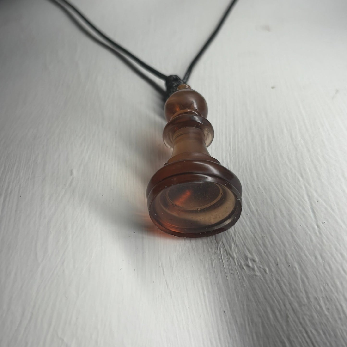Coffee Brown Bishop - Handmade Resin Chess Necklace