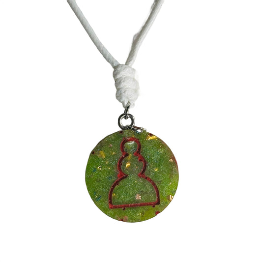 Vintage Green Pawn - Handmade Resin Chess Necklace