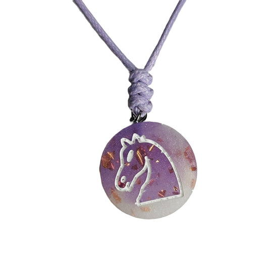 Starlight Purple Knight - Handmade Resin Chess Necklace