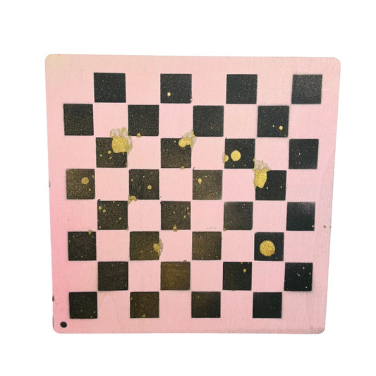 Pink Black & Gold - Painted Thin Wooden Chess Board