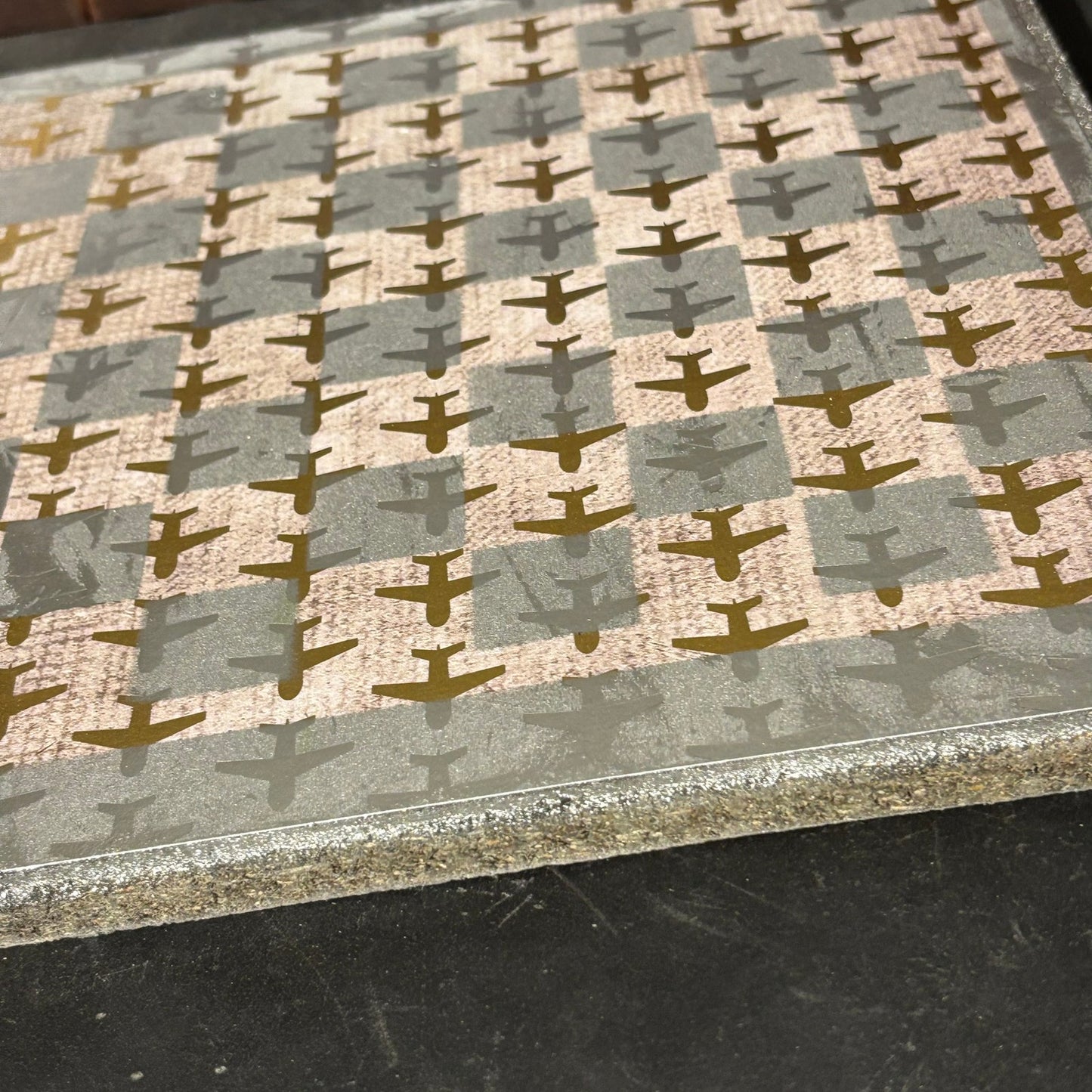 Golden Chrome Planes - Scrapbook Chess Board