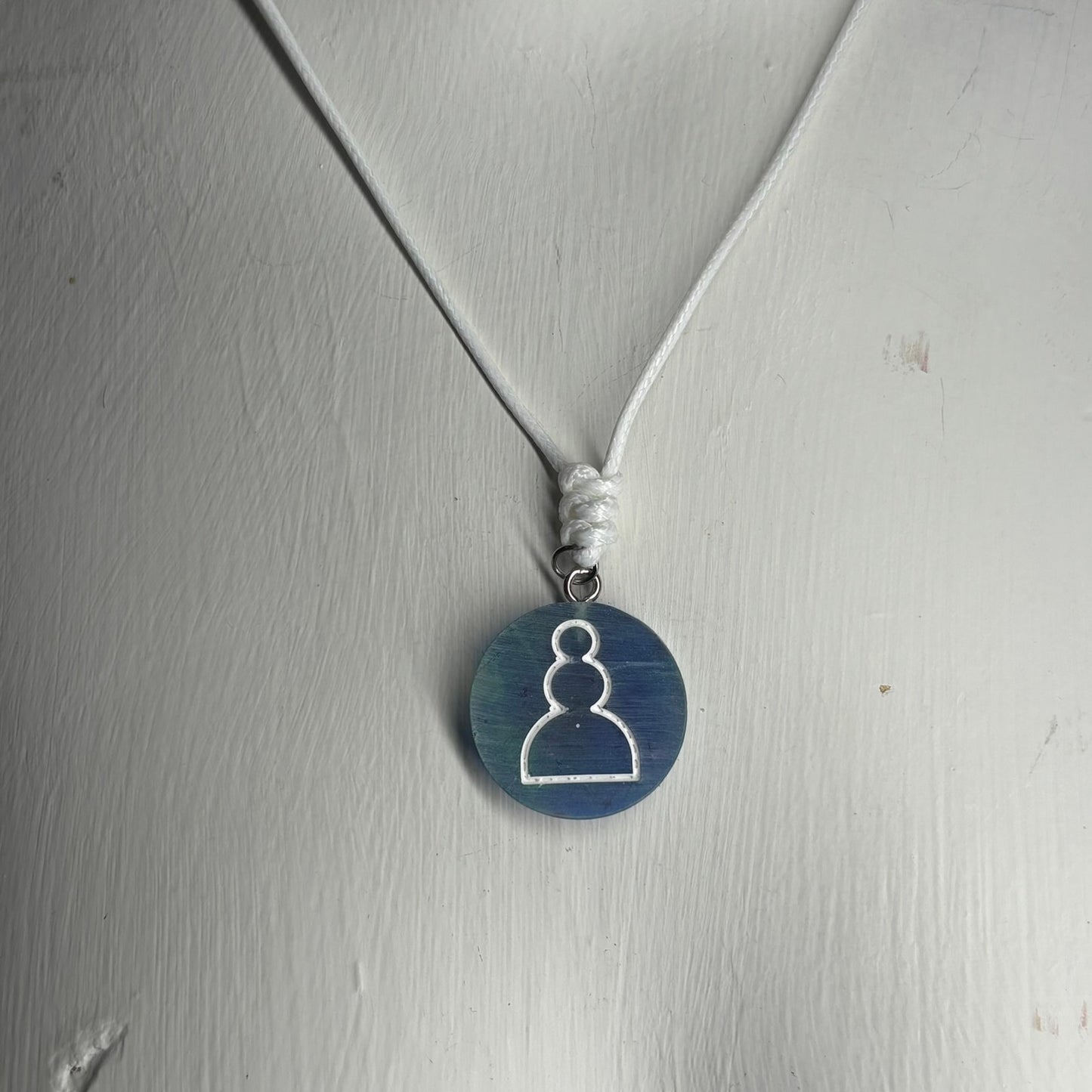 Brushed Blue Pawn - Handmade Resin Chess Necklace