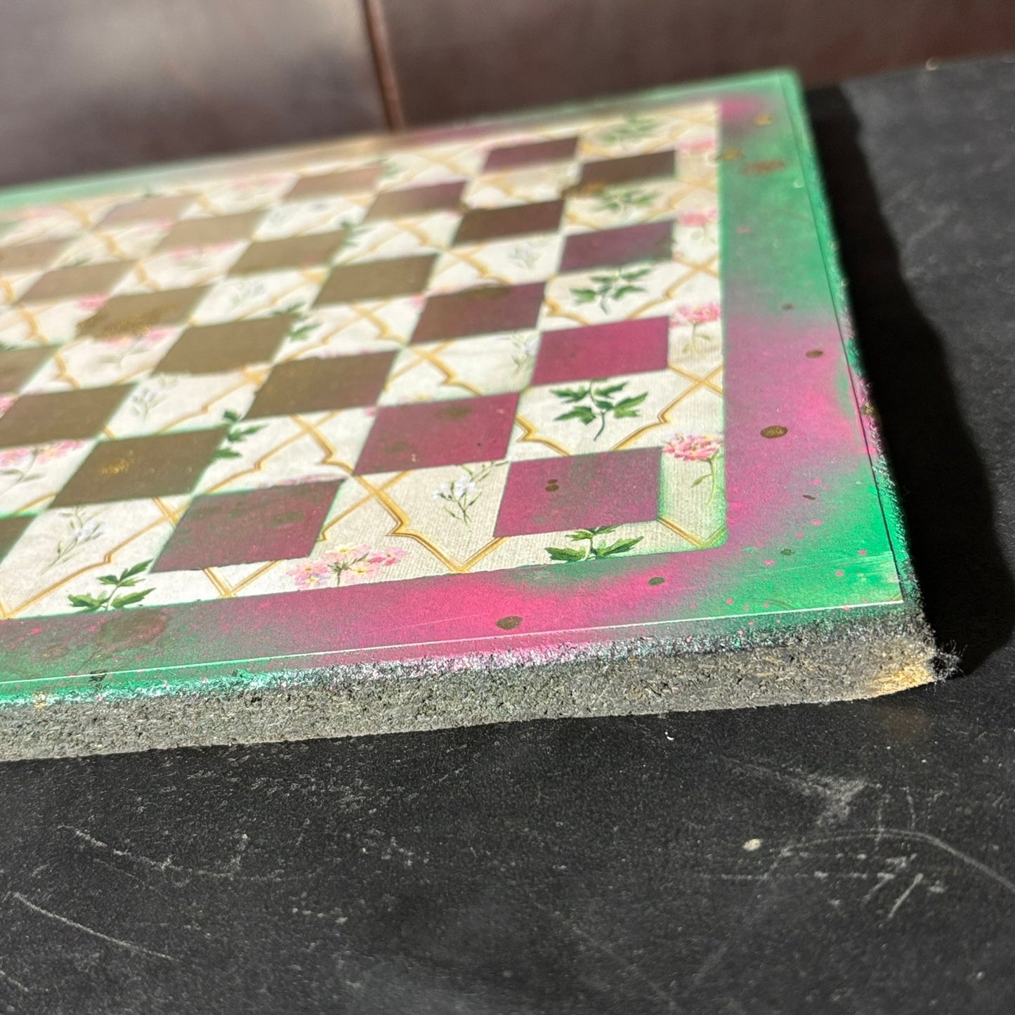 Pink/Green Golden Vintage - Scrapbook Chess Board