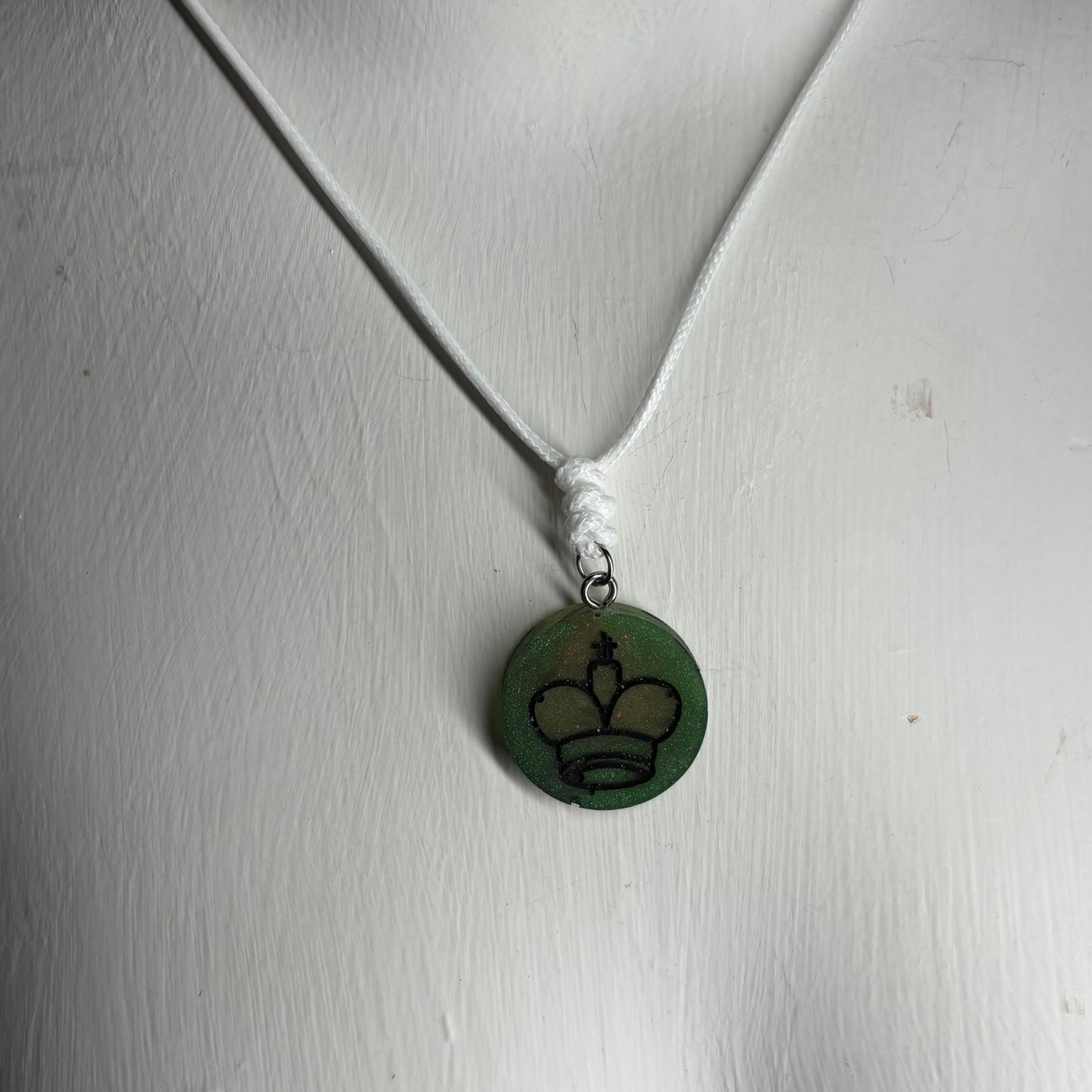 Swamp Green King - Handmade Resin Chess Necklace