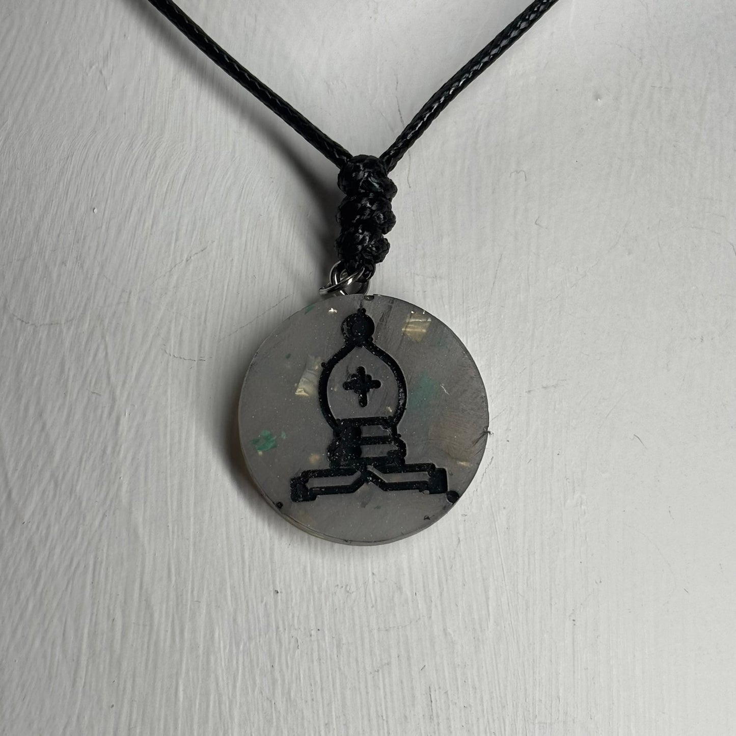 Silver Bishop - Handmade Resin Chess Necklace