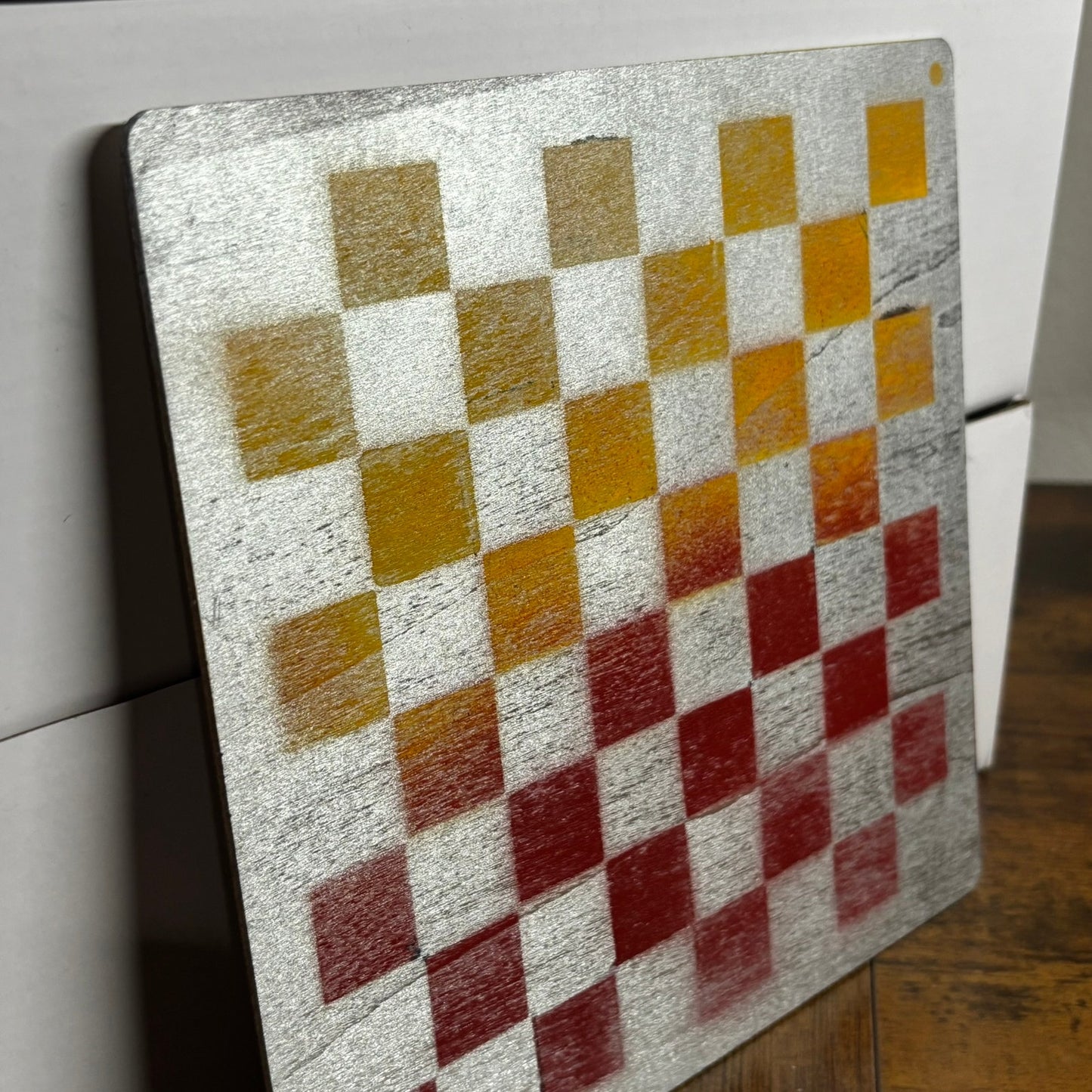 Yellow Red Chrome - Painted Thin Wooden Chess Board