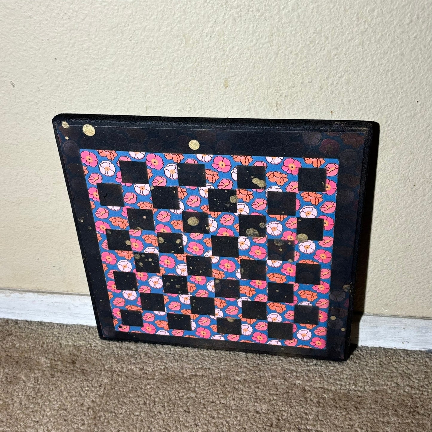 Flower Pattern- Scrapbook Chess Board