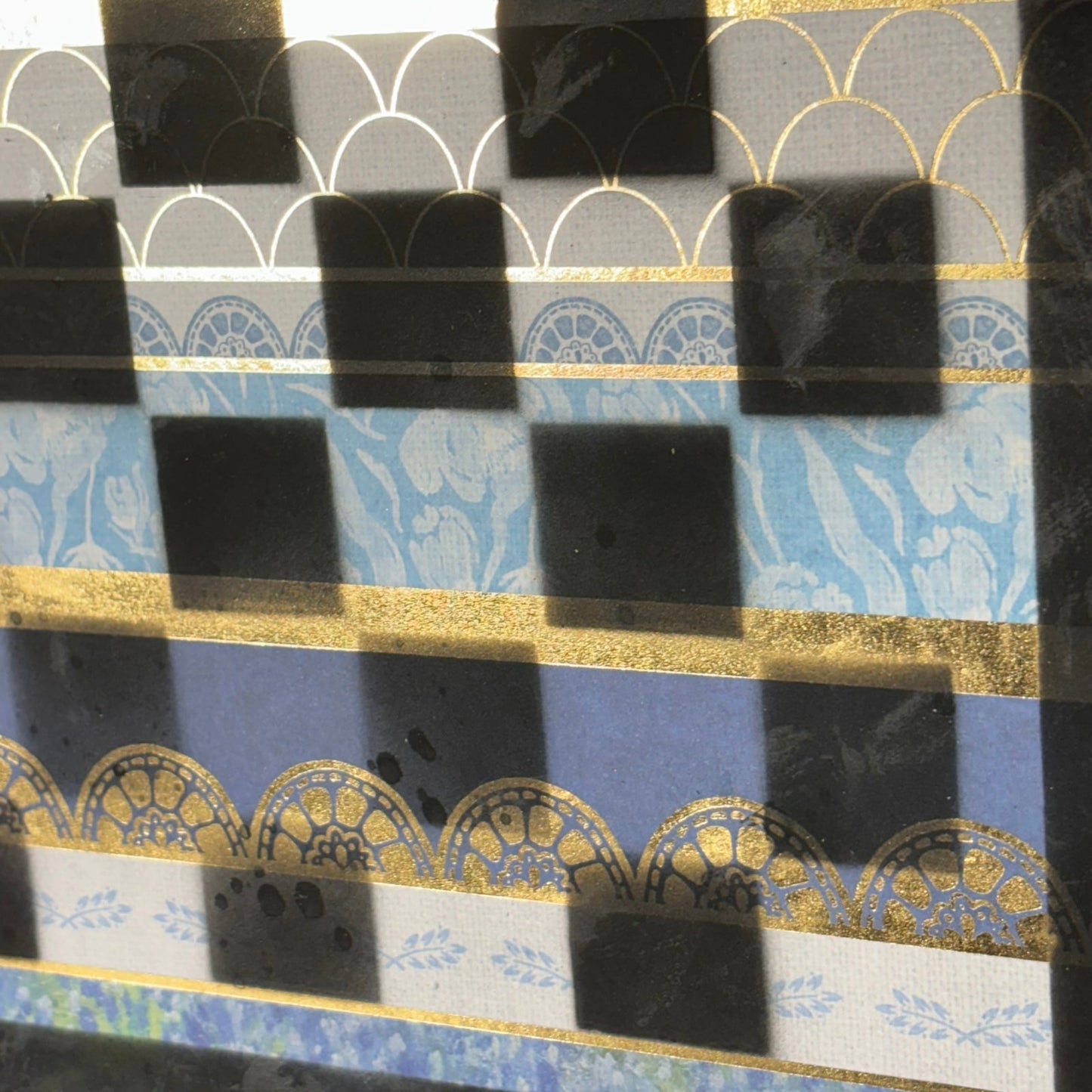 Golden Lining Blue - Scrapbook Chess Board