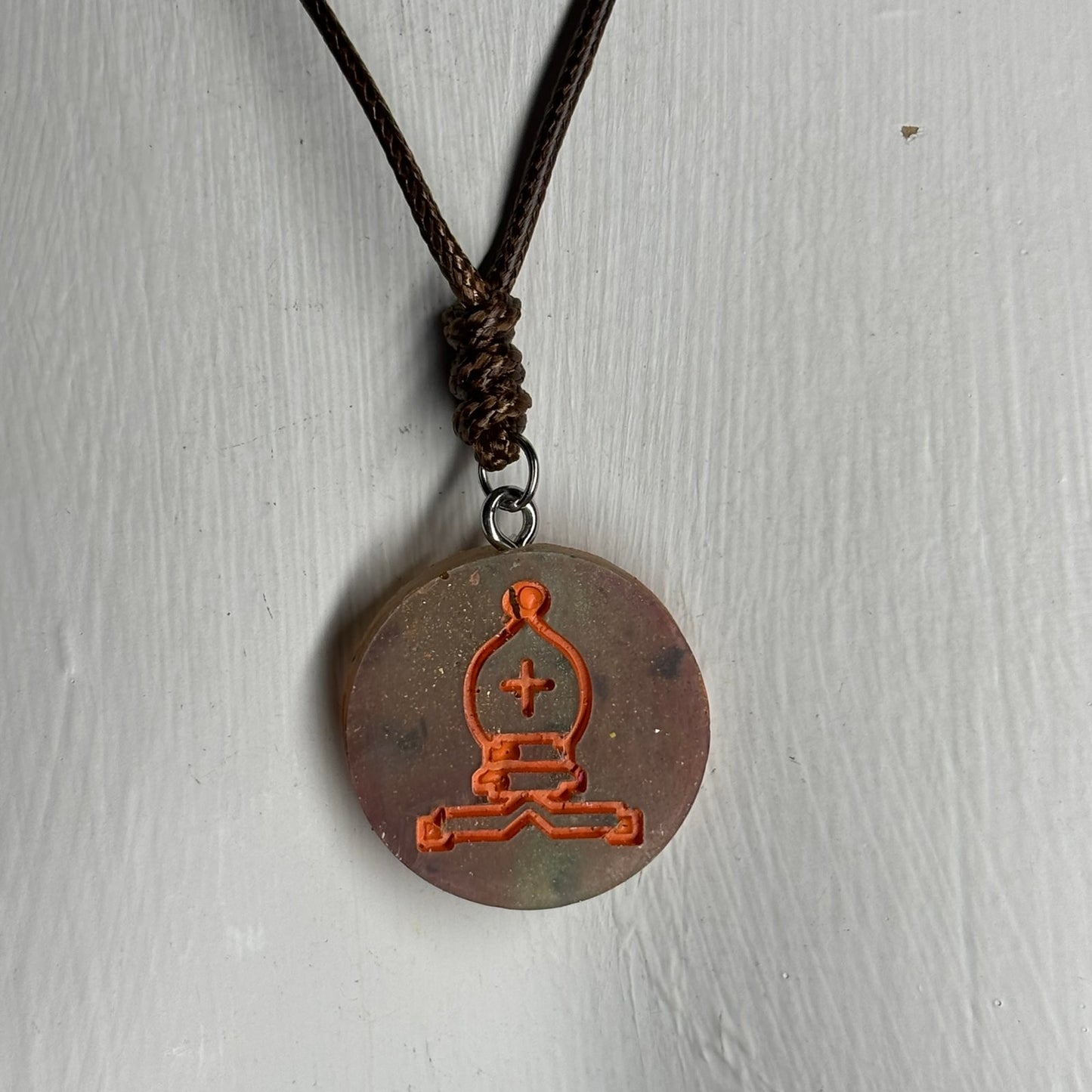 Royal Orange Bishop - Handmade Resin Chess Necklace