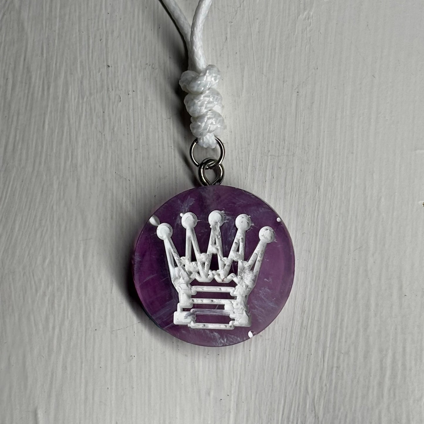 Purple Queen - Handmade Resin Chess Necklace - Flat Edition