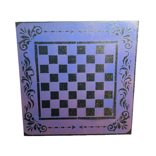 Purple & Black  - Painted Chess Board