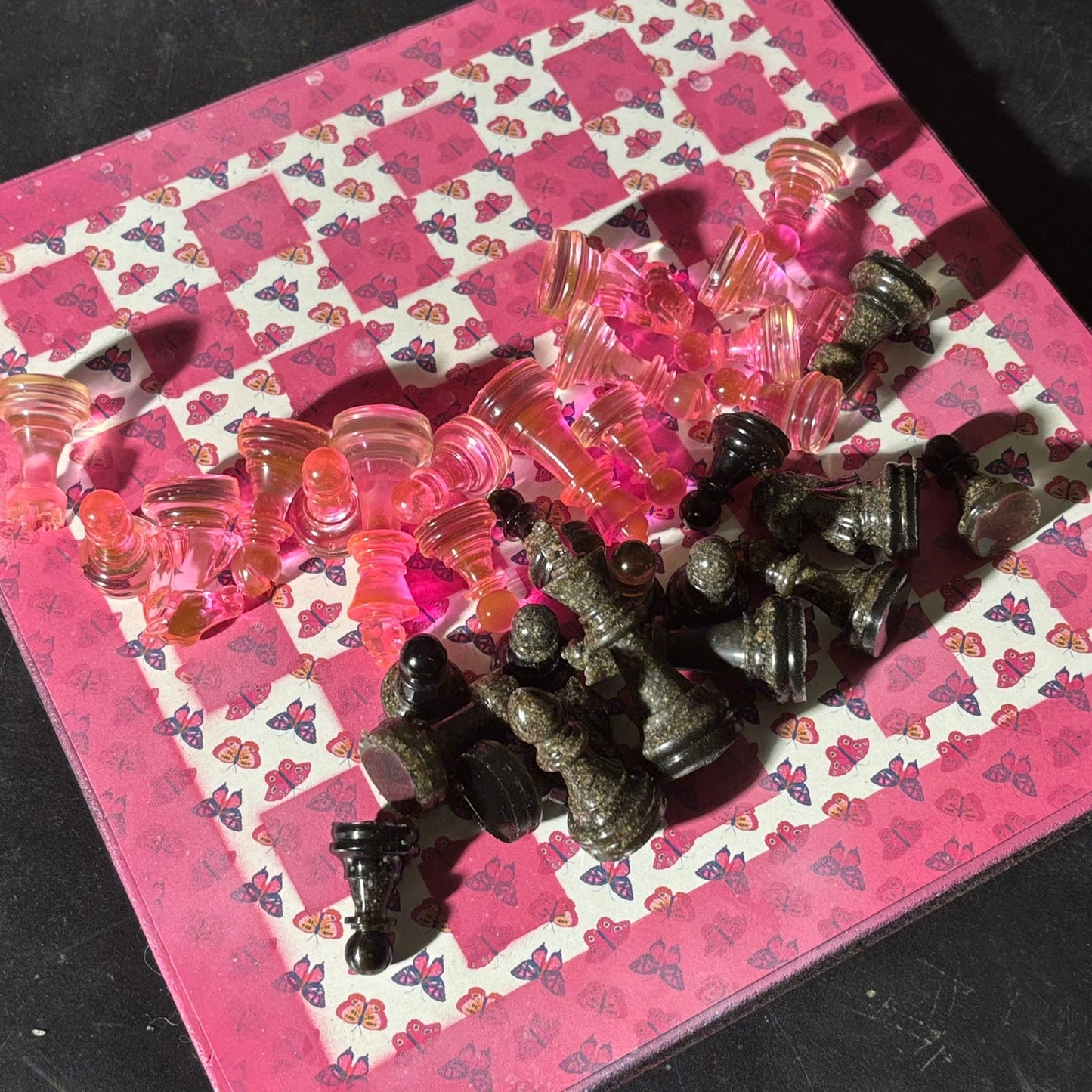 Pink Butterfly - Scrapbook Chess Set
