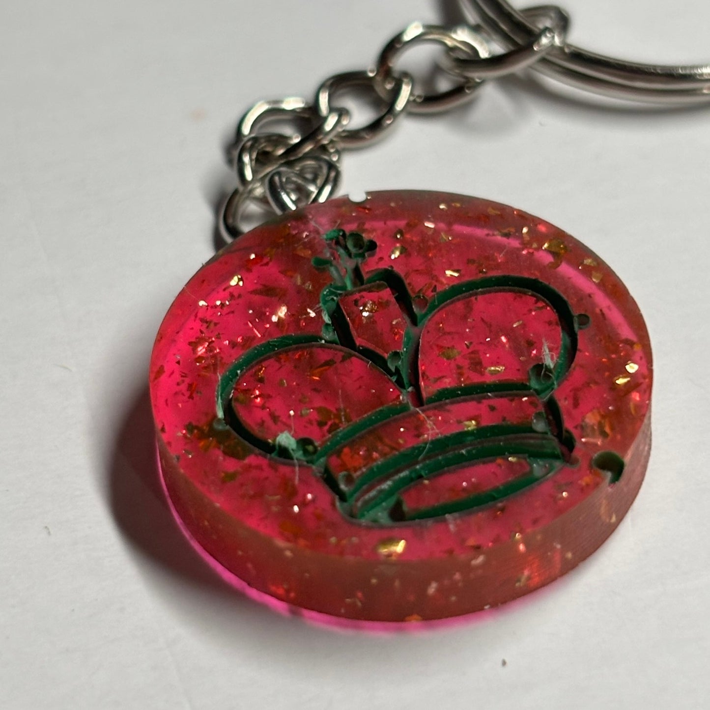 Red Fire King Handmade Resin Keychain - Flat Edition