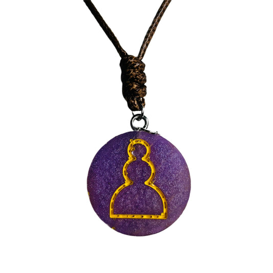 Purple Yellow Pawn - Handmade Resin Chess Necklace