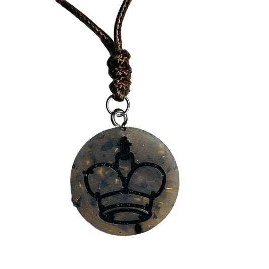 Silver Cave King - Handmade Resin Chess Necklace