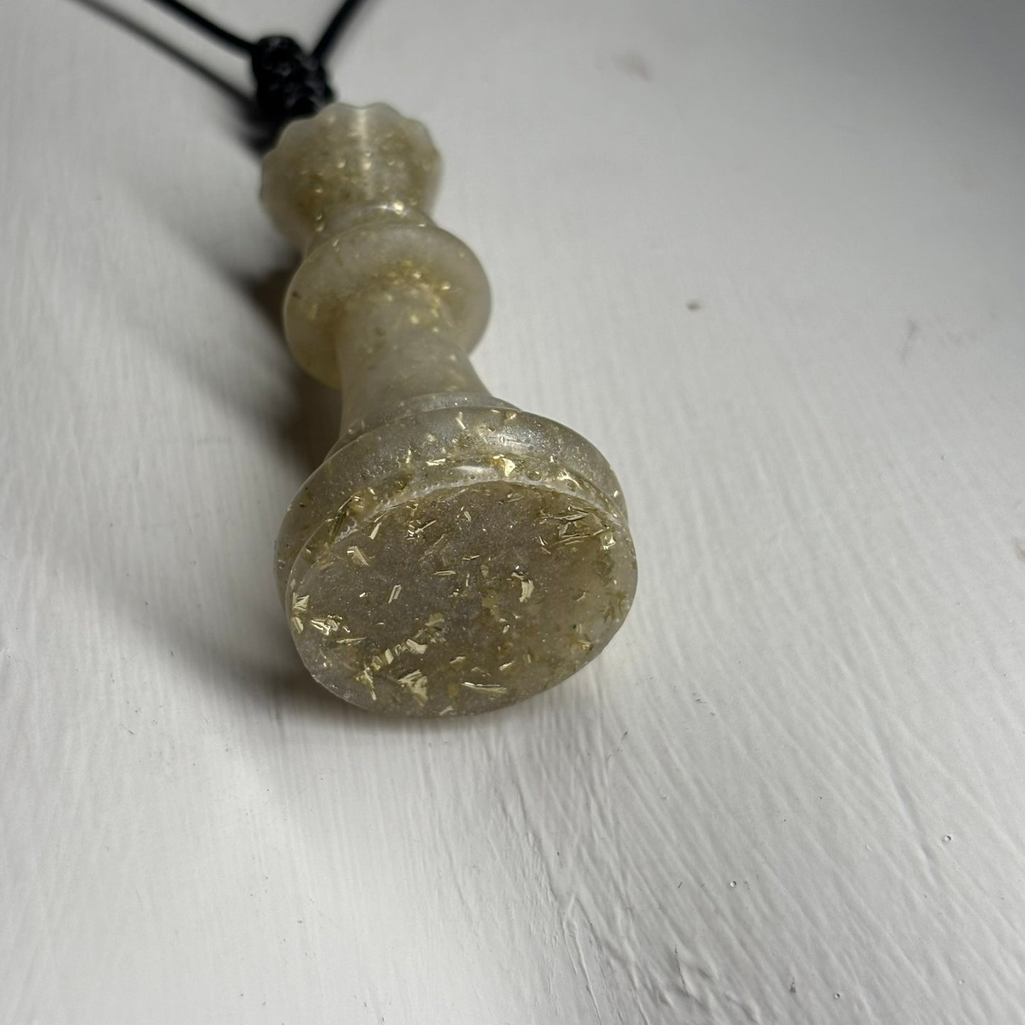 White Crystal Queen - Handmade Resin Chess Necklace