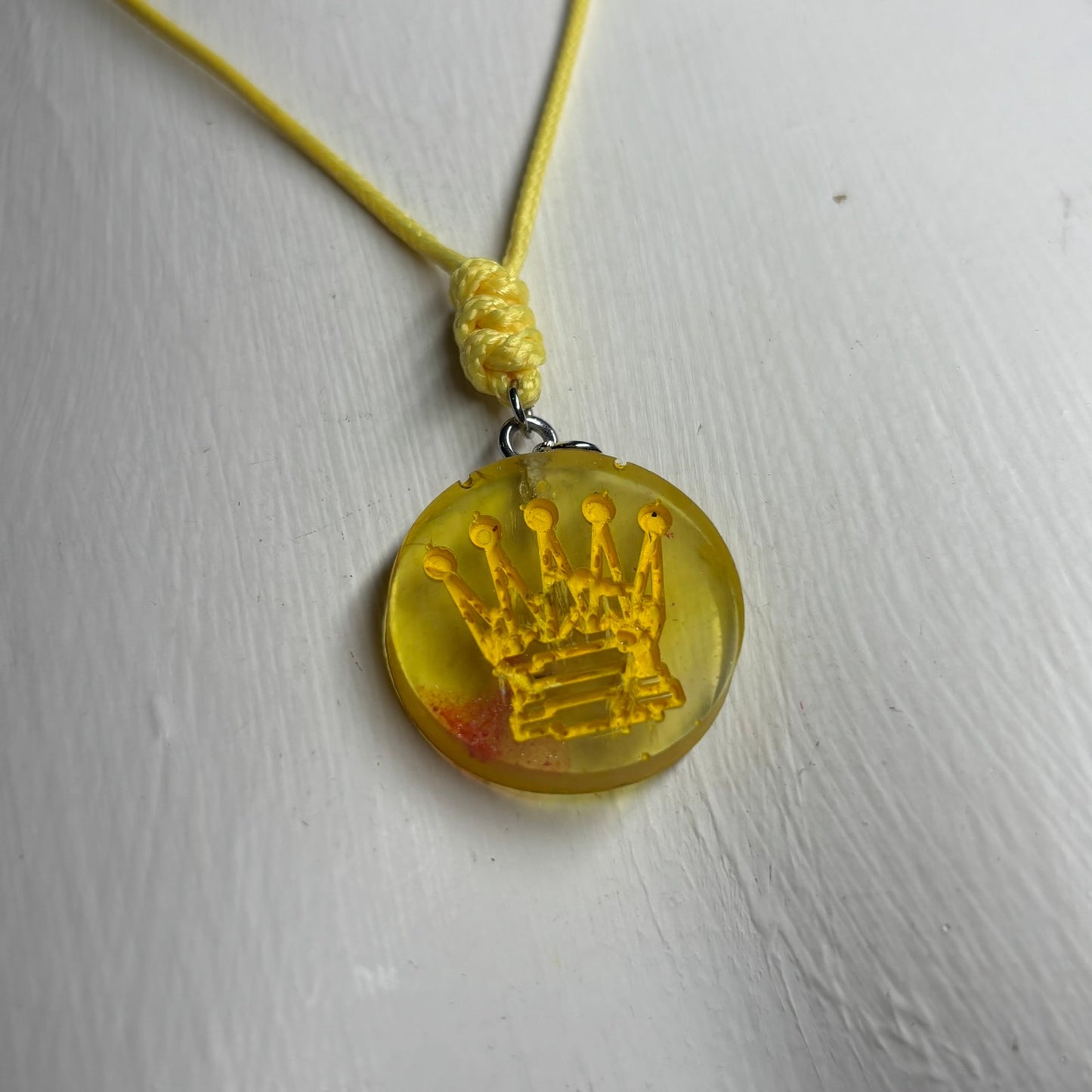 Burning Yellow Queen - Handmade Resin Chess Necklace