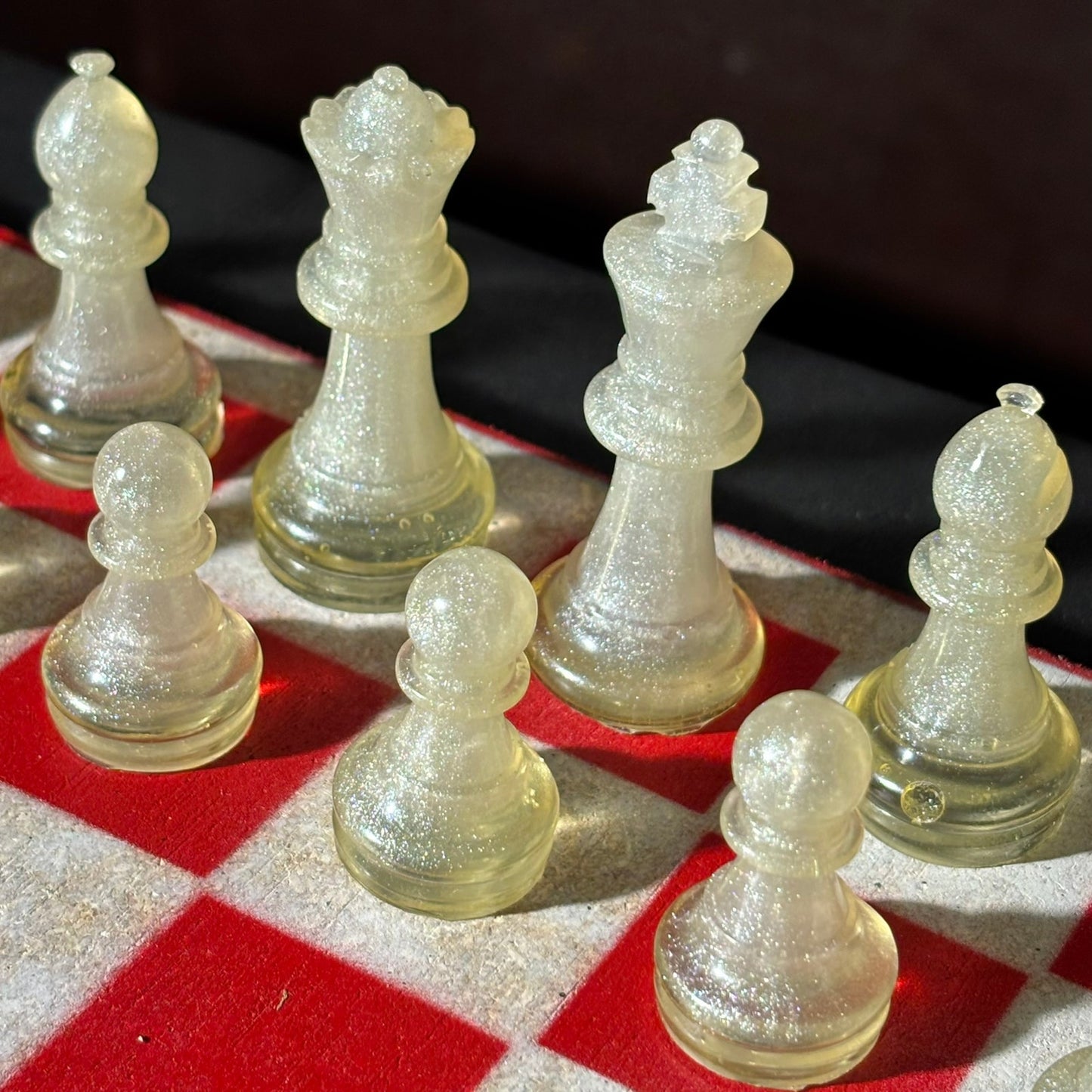 Red & White - Painted Chess Set
