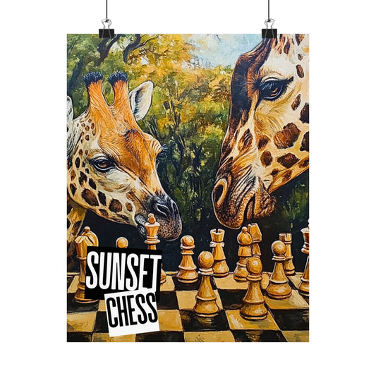 Giraffes Play Chess - Matte Vertical Poster 11"x14"