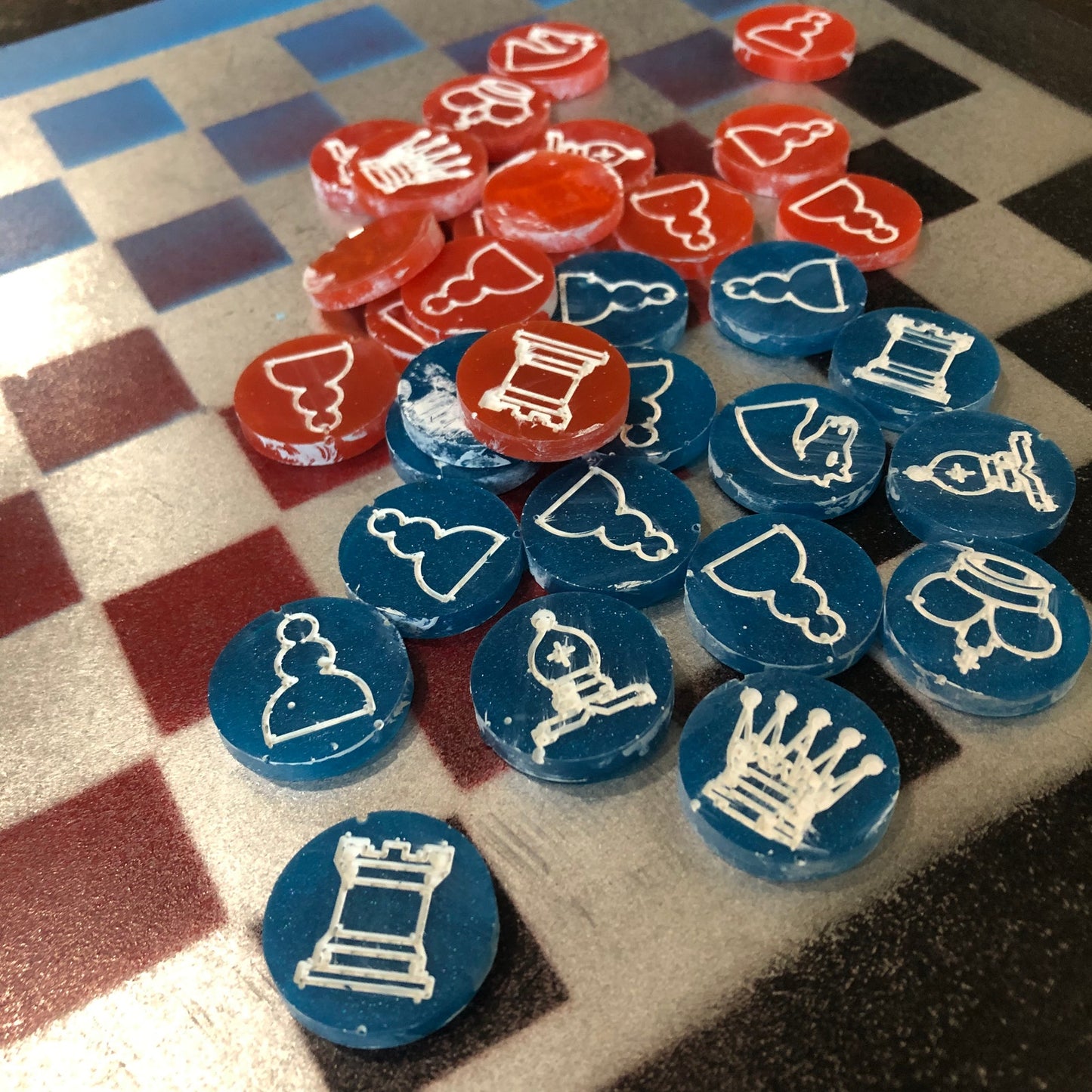 Rocket Chromed - Painted Chess Set