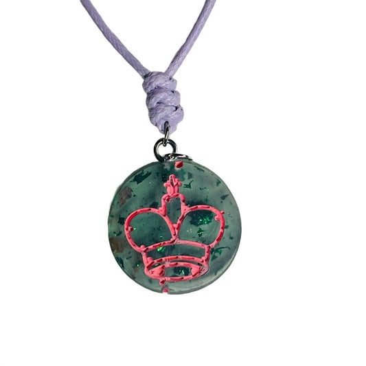 Pink King - Handmade Resin Chess Necklace