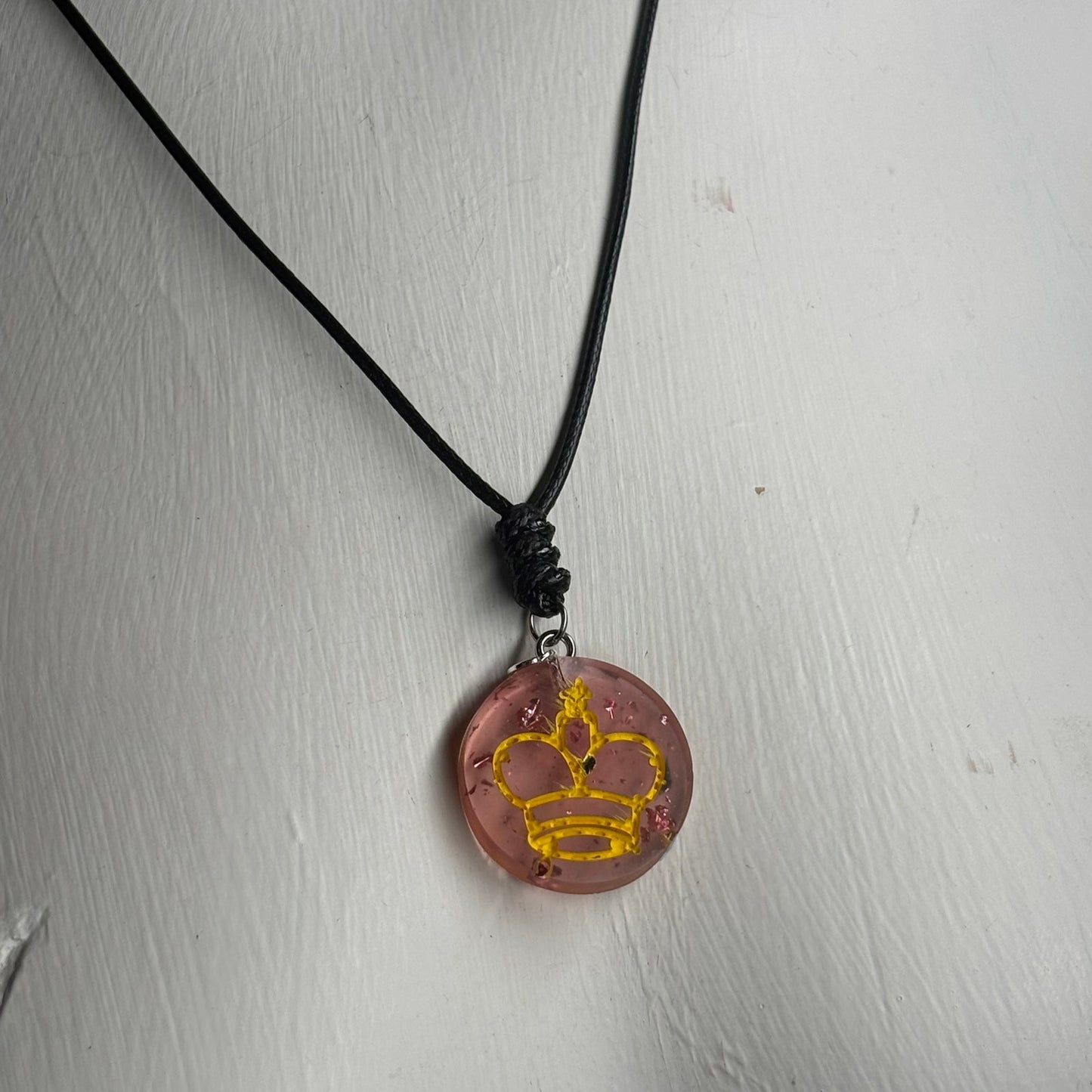 Violet Red King - Handmade Resin Chess Necklace