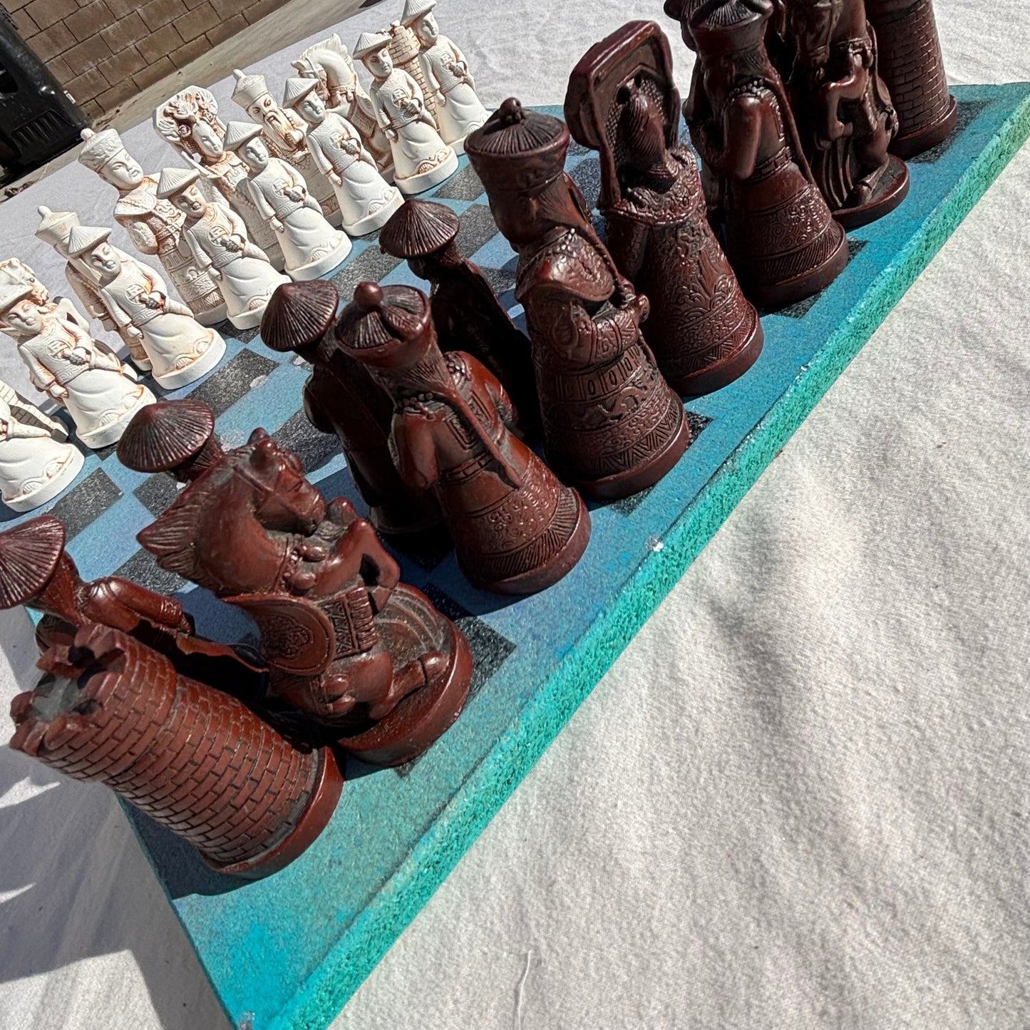 Greenish Blue Space - Chinese Edition Chess Set