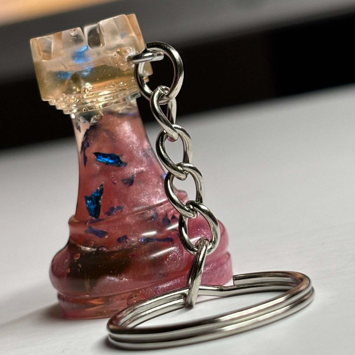 Beach Pink Rook - Handmade Resin Keychain