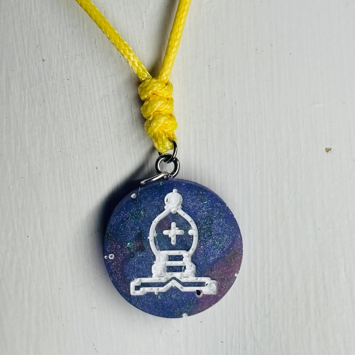 Space Purple Bishop - Handmade Resin Chess Necklace