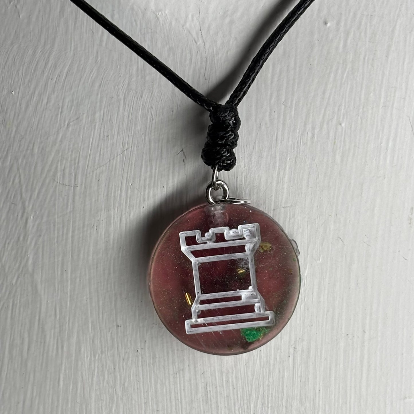 Translucent Violet Rook - Handmade Resin Chess Necklace